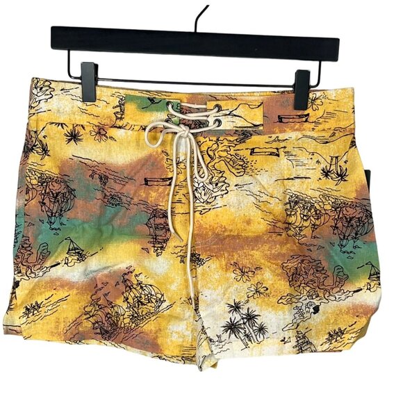 Wild Fable Shorts Womens Size Medium Chinos Hawaiian Tropical Linen Blend Summer - Picture 1 of 16